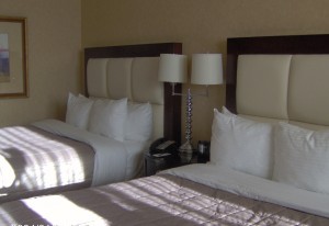 Standard queen bed tower room at the Nugget Resort